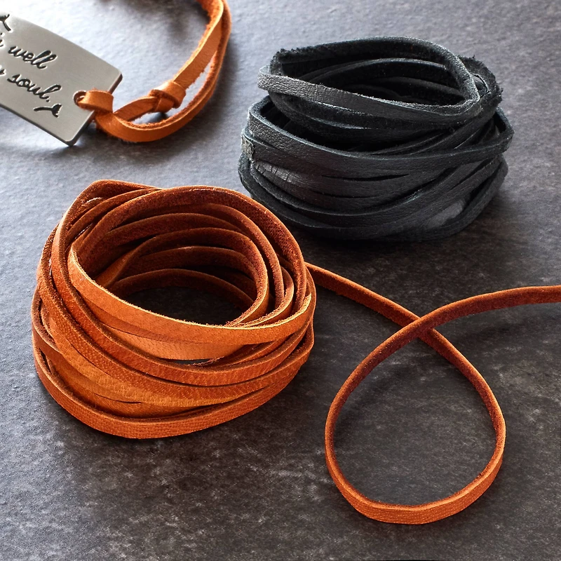 12 Pack: Black & Tan Deerskin Leather Lace by Bead Landing™