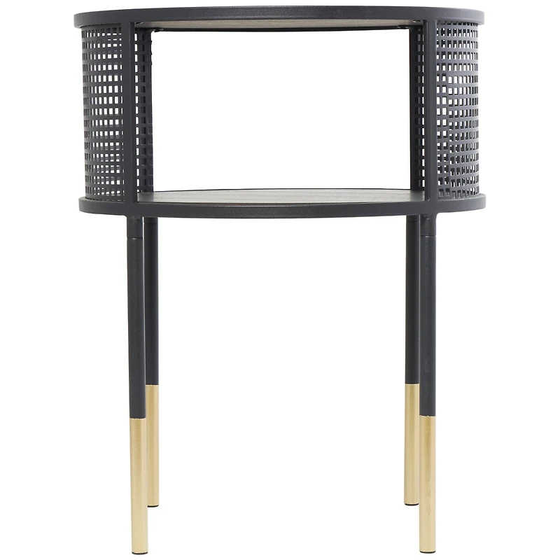 21" Black Metal Open Grid Frame Accent Table