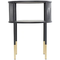 21" Black Metal Open Grid Frame Accent Table