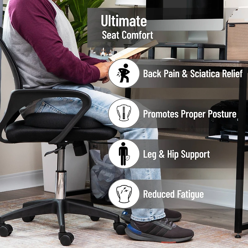 Mind Reader Memory Foam Seat Cushion with Air-Cloud Technology