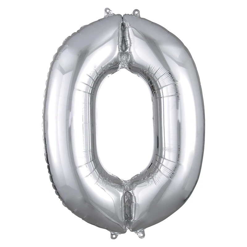 34" Silver Number Mylar Balloon