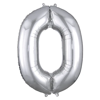 34" Silver Number Mylar Balloon