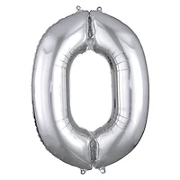 34" Silver Number Mylar Balloon