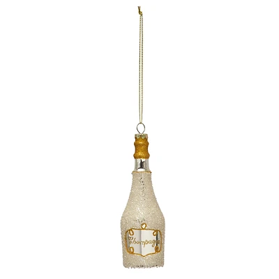 Hello Honey® 6" Gold Glass Champagne Bottle Ornament