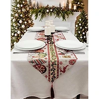 Wizardi 13.75" x 67" Christmas Table Runner with Holiday Icons