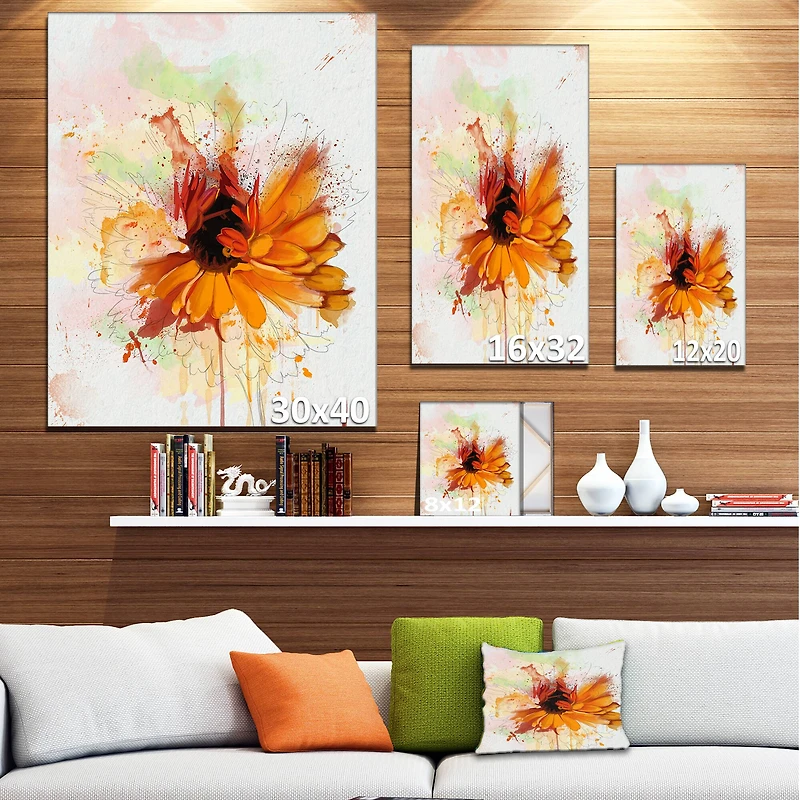 Designart - Sunflower Drawing with Paint Splashes