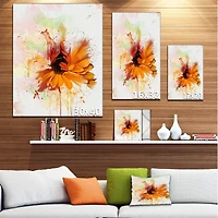 Designart - Sunflower Drawing with Paint Splashes