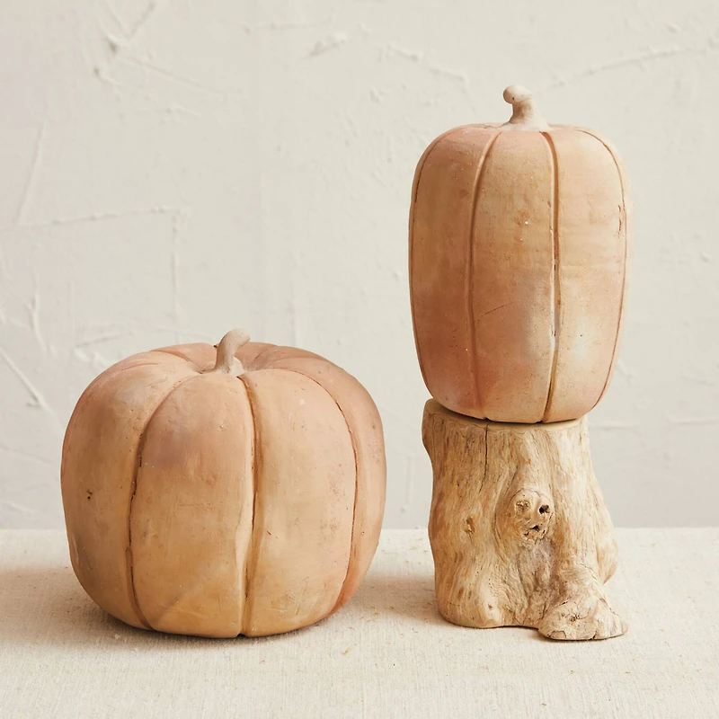 Hello Honey® 8" Brown Handmade Terra Cotta Pumpkin