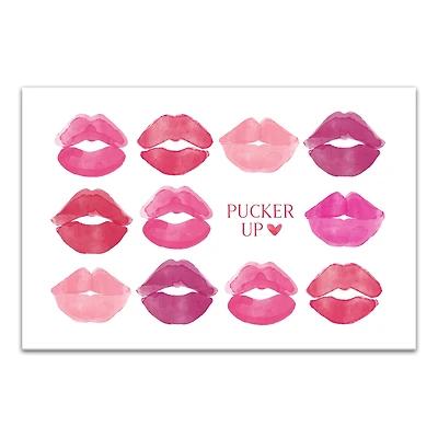 Pucker Up Watercolor Lips 12" x 18" Canvas Wall Art