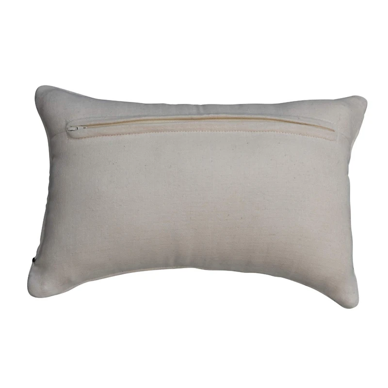 Hello Honey® Cream & Gray Embroidery Cotton Lumbar Pillow