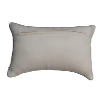 Hello Honey® Cream & Gray Embroidery Cotton Lumbar Pillow