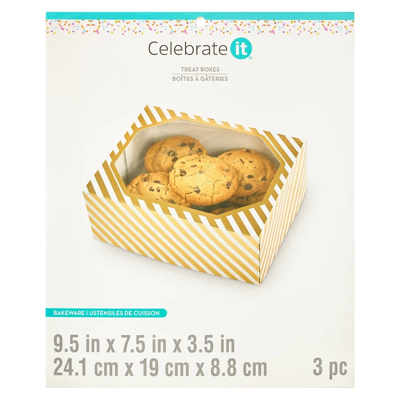 Gold & White Striped Treat Boxes By Celebrate It®