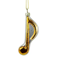 Gold & White Sixteenth Note Music Symbol Glass Ornament