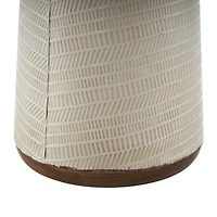 Light Brown Rattan Handmade Woven Vase with Beige Metal Base