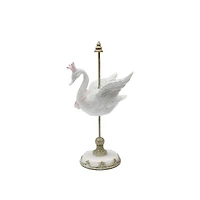 10.75" White, Gold & Pink Frosted Carousel Swan Tabletop Décor by Ashland®