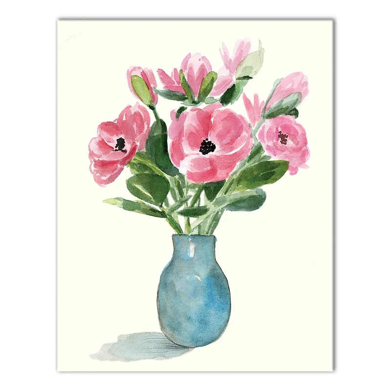 Blue Vase Florals 11" x 14" Canvas Wall Art