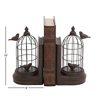 Black Metal Farmhouse Birdcage Bookends Set