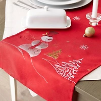 DII® 70" Red Embroidered Snowman Table Runner