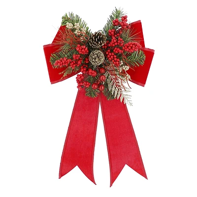 26" Red Berry & Pinecone Bow by Ashland®
