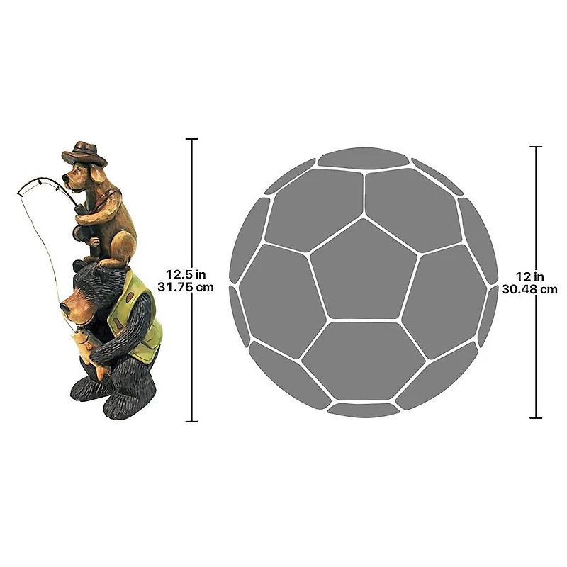 Design Toscano 12.5" Fishing Buddies Black Bear & Dog Statue