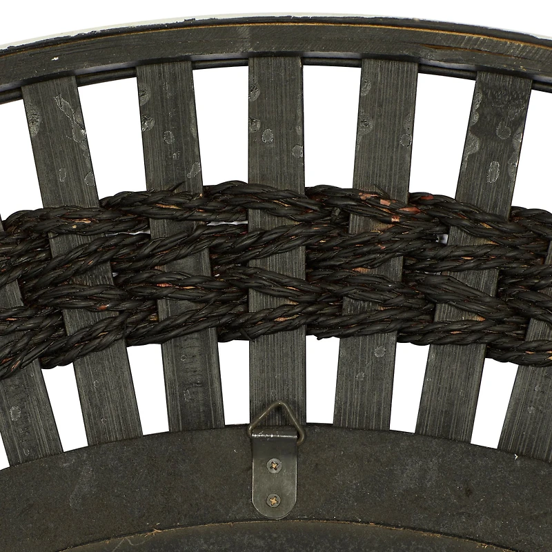 36" Brown Wood Contemporary Round Wall Mirror