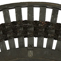 36" Brown Wood Contemporary Round Wall Mirror