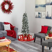 5ft. Pre-Lit Flocked Grand Alpine Artificial Christmas Tree, Clear LED Lights