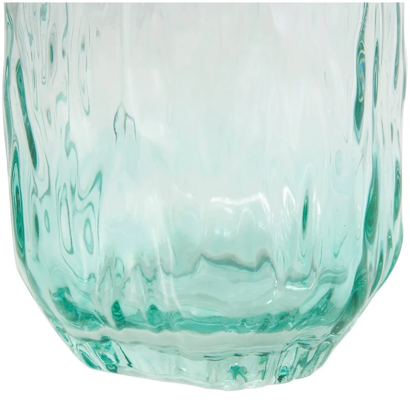 11" Green Ombre Handmade Abstract Textured Rectangular Glass Vase