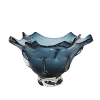 13" Dark Blue Ombre Glass Bowl