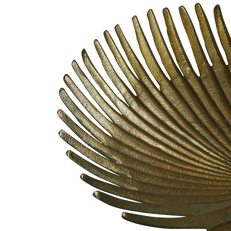 Hello Honey® 13" Antique Gold Finish Decorative Aluminum Palm Frond Tray