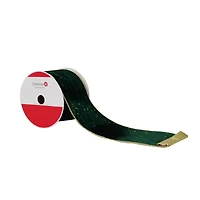 3.5" x 25ft. Green & Gold Wired Velvet Ribbon by Celebrate It®