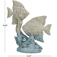 16" Light Blue Polystone Textured Ombre Fish Sculpture