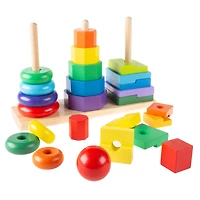 Toy Time Wooden Rainbow Stacking Shapes Set