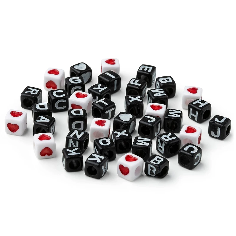 Black Alphabet Square Cube Beads by Creatology™