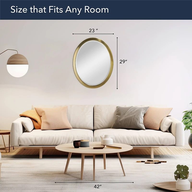 Head West Oval Brushed Gold Metal Framed Bathroom Mirror