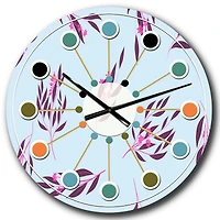 Designart 'Bright Eucalyptus Floral Pattern I Mid-Century Modern Wall Clock