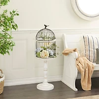 White Wood Farmhouse Birdcage, 44" x 14" x 14"