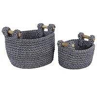 Gray Polyester Eclectic Storage Basket Set