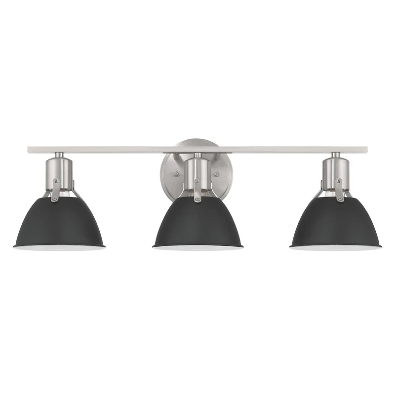 Hello Honey® 24" Cooper Black & Nickel Metal 3-Light Vanity Light with Etched Glass Shades
