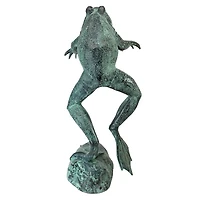 Design Toscano Giant Jumping, Spitting, Leaping Frog Bronze Garden Statue