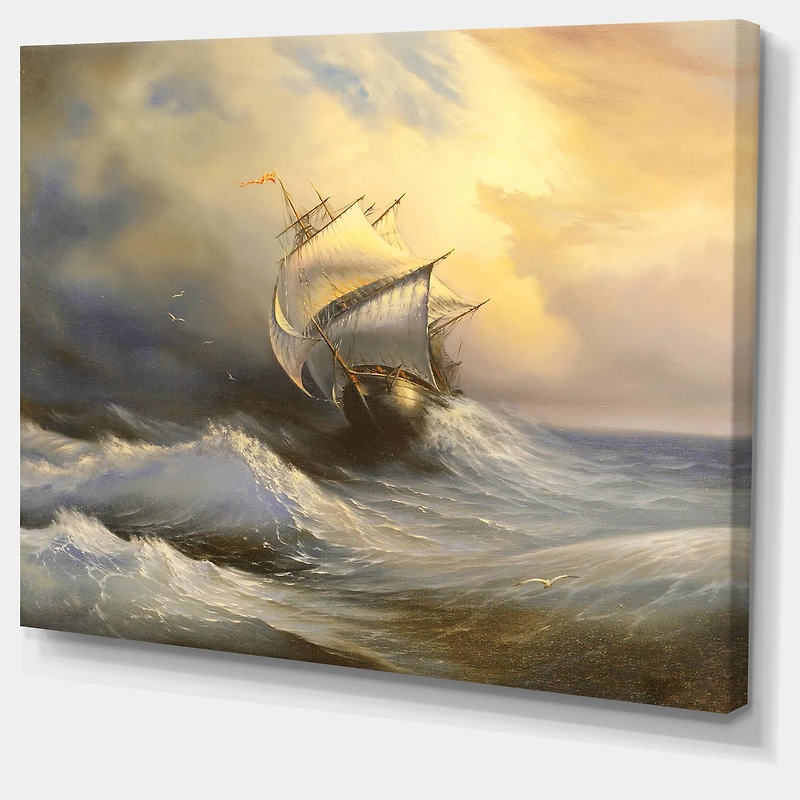 Designart - Vessel in Stormy Sea