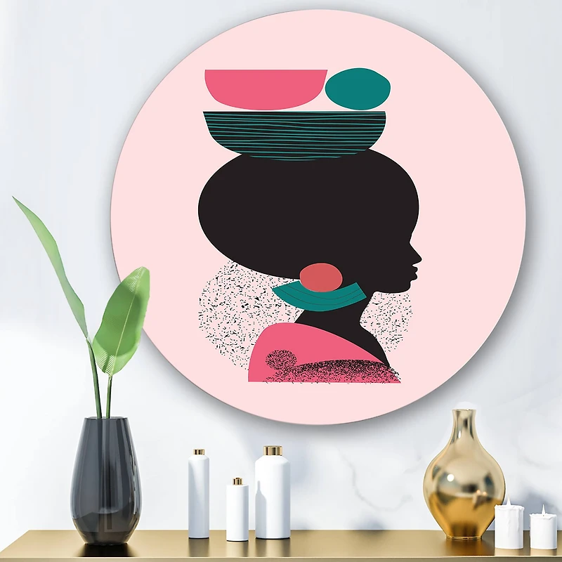Designart - Ethnic Geometric Silhouette of Afro American II