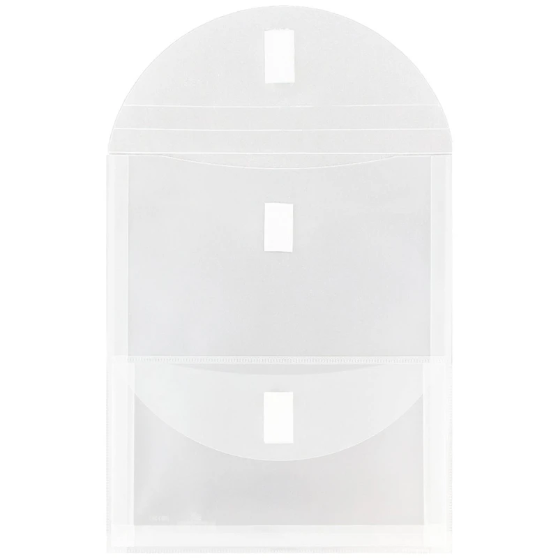 JAM Paper 9.75" x 11.5" Clear 2-Pocket Plastic Hook & Loop Closure Envelopes, 12ct.