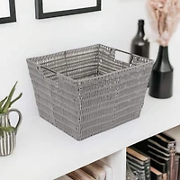 Simplify Large Gray Rattan Storage Tote Basket
