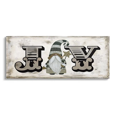 Stupell Industries Joy Vintage Holiday Gnome Canvas Wall Art