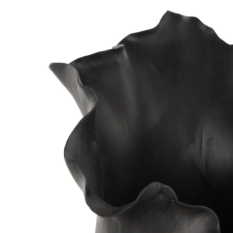16" Black Abstract Wavy Ceramic Vase