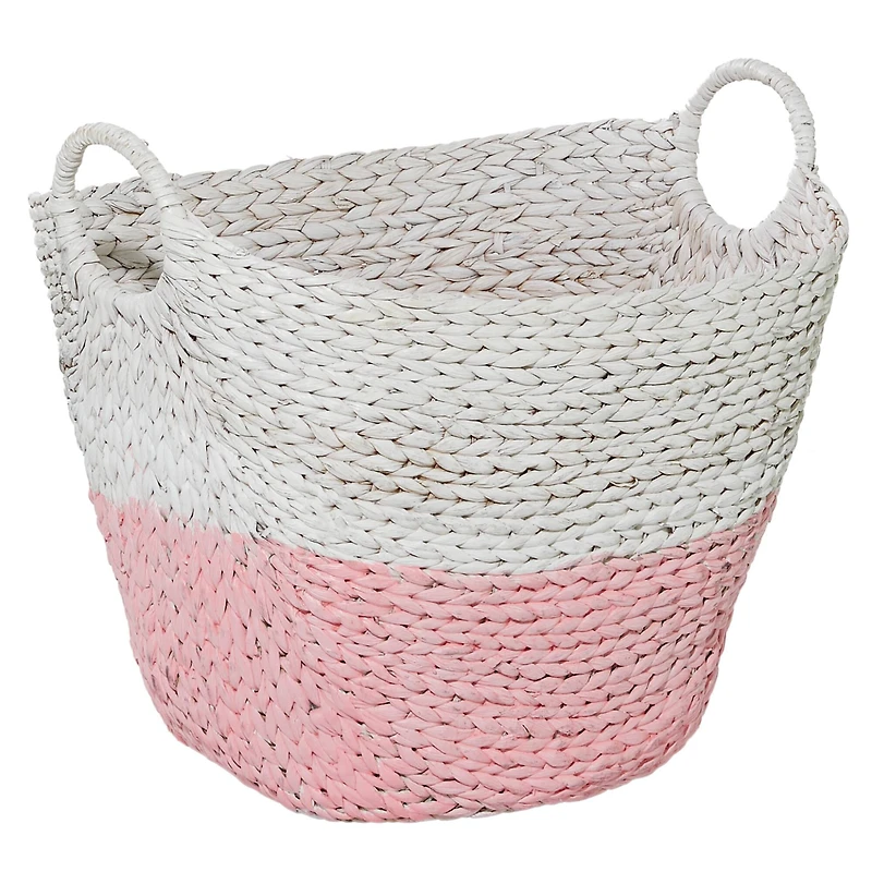 CosmoLiving by Cosmopolitan 21" White Water Hyacinth Contemporary Storage Basket