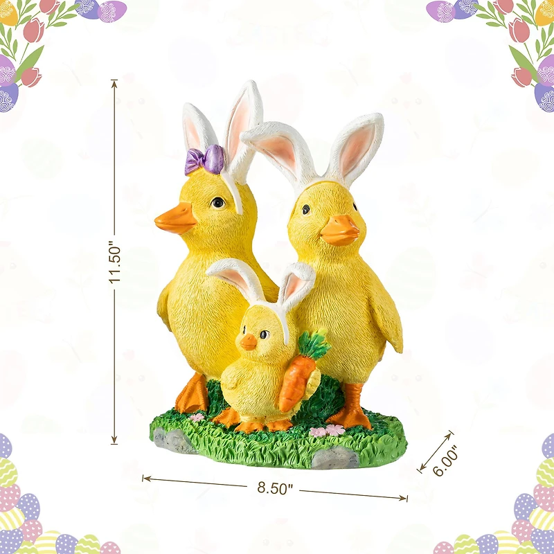 Glitzhome® 11.5" Easter Resin Duck Family Table Decor