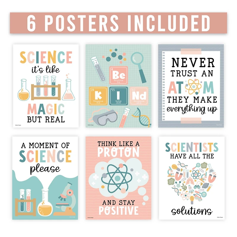 Hadley Designs 11" x 14" Boho Science Bulletin Board Classroom Décor Posters Set