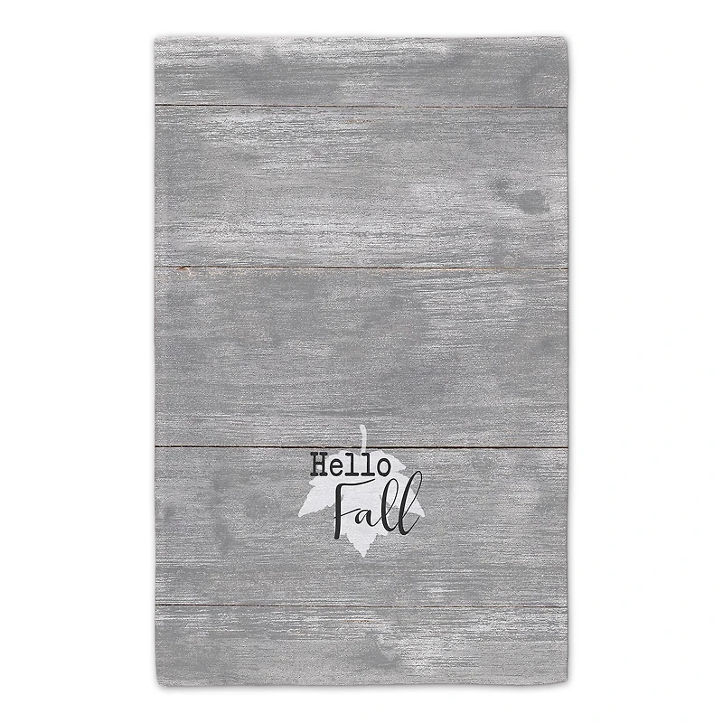 Hello Fall Gray Leaf Tea Towel Set